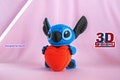 3D Printed Stitch | Heart | A Royal Gift | 3D Printed Galaxy | Customizable Colors | Authorized Seller