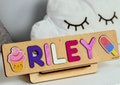 Wooden Personalized Baby Girl Name Sign, Baby Girl Nursery Decor, Baby Name Puzzle, Toddler Fidget Toy, First Birthday Gift, Godchild Gift