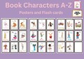 Book Character ABC posters and flashcards, Printable book characters, Printable Alphabet, Children's story character learning, classroom