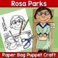 Black History Month, Women's History Month, Rosa Parks Paper Bag Puppet Craft Activity for Kids