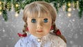 Swedish Dala Horses and Red Czech Glass Hearts Dangles On Stud Earrings for American Girl Doll With Larger Company-pierced Ear Holes