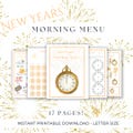 New Years Morning Menu | January Morning Menu | Kindergarten Preschool  | Telling Time Worksheets | Calendar Skills | Homeschool Printables