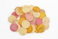Lot of 37 Antique Carved Bone Poker Gaming Chips - Colored Dyed Natural Bone - Game Pieces, Chips, Counters