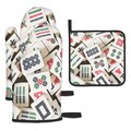 Mahjong-Themed Oven Mitts and Pot Holders 3 PC Set - Perfect Gift for Mahjong Enthusiasts