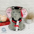 Personalized Name Kids Graduation Eli Elephant Plush, Toddler Grad Teddy Present, Class of 2024 Gift, Pre School Elementary Achievement Gift
