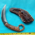Karambit Philippine Ifugao Igorots Ethnic handmade hunting camping  knife in hardwood scabbard Filipino Kali