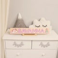 Pale Pink Baby Name Sign with Unicorn & Princess, Kids Wooden Name Puzzle, Personalized Baby Name Toy, Baby Shower Gift, Toddler Learning