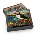 Stained Glass Puffin Puzzle, Nature Jigsaw in 3 Sizes, Perfect Gift for Puzzle Lovers, Birdwatchers, Nature Puzzle Gift (120, 252, 500 pc)