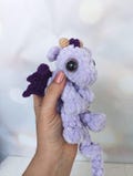 One crochet small baby dragon plushie, handmade stuffie, personalised colours, amigurumi toy made with plush chenille yarn, unstuffed body
