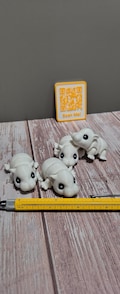 Articulated Baby Hippo Figurines - Moo Deng Inspired Set of 4 - Gray 3D Printed Desk Decor