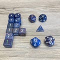 16 pcs Dice Shades Of Dark Blue & Speckles, 11 D6, 2 D10, 1 D4, 1 D12, 1 D20