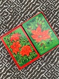 Vintage Hallmark Standard Christmas Playing Cards Double Deck with Poinsettias 1970's