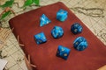 Blue Agate Gemstone DnD Dice, Stone Dice Set with gold numbering, dice for D&D and TTRPG