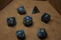 Labradorite Gemstone DnD Dice, Stone Dice Set with gold numbering, dice for D&D and TTRPG