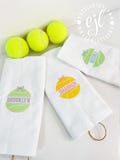 Tennis Ball Towel Custom Embroidered / Embroidery Monogram Towel / Sports Towel w/ Gold Grommet & Clip for your tennis bag! Tennis Gift