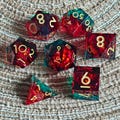 Red Green Resin Dice, DnD Resin Dice Set, Polyhedral Dice, Resin Dice Set, Dungeons and Dragons, RPG Dice