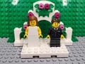 LEGO® Wedding Bride and Groom in Tux Custom Cake Topper Arch of Flowers,  Minifigure,  Minifig, LEGO®