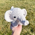 Light Grey Baby Elephant - Crochet Amigurumi Plushie