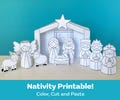 Printable Nativity Scene! Christmas Coloring Craft, Fun, 3D, Cut & Paste, Paper Xmas Activity, Kids, Paper Dolls, DIY - Instant Download