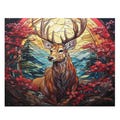 Stained Glass Majestic Stag Puzzle - Scenic 120, 252, 500-Piece Jigsaw, Home Decor, Gift for Nature Lovers, Family Fun, Japan, Colorful, Deer