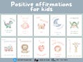 Printable Kids Affirmation Cards, Encouragement Affirmations for Kids, Children's Motivational Cards, Confidence printable for Classroom.