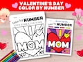 Mothers Day Coloring Page, Valentines Day Coloring Page, Valentine's Day gift, Mother's Day gift, Printable color by number, Kids activities