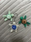micro crochet turtle keychain