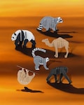 3D Printed Animal Puzzle Collection - Panda, Camel, Bonobo, Lemur, Sloth, Raccoon.
