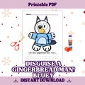 Disguise a Gingerbread Man-Bluey Template | Christmas Craft Printable | PDF | cut out | Winter project | Bluey Gingerbread | Blue dog