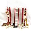 Vintage Vtg 1964 Fisher Price Wooden Circus Animals Figures Accessories with Three Ladders