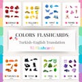 Turkish Colors Flashcards, Turkish Bilingual Flash Cards, English Turkish Colors, Bilingual Nomenclature Flashcards for Kids