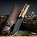Handcrafted Bushcraft Knife X12MF Steel with Leather Sheath – Durable Outdoor Survival Tool