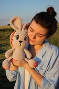 Tiny crochet rabbit, organic baby toys, forest animal shower, crochet plushie hare, amigurumi bunny, gift for newborn, baby shower gift