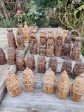 hand carved medieval chess, large, 4 pieces missing, great sculptures, unique , vintage
