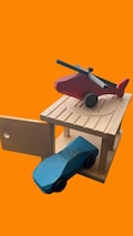 Set of wooden toys: garage, sports car, helicopter. Gift for toddlers, handmade toy. Eco toy, present for boy.
