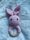 NewBorn Baby Rattles Silicone Ring - Sensory Toys Wooden Teether  Baby Gifts
