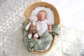 Blanket/ Plush Bear Set, Embroidered Baby gift, Christmas baby gift, Stroller Blanket, Newborn Baby Gift, Soft Cotton Knit blanket,2 pcs set