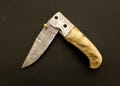 Handmade Damascus Steel Knife with Steel Engraved Bolster| Ram Horn| Handle & Leather Sheath |Perfect Gift for Him |