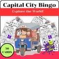 Capital City Bingo - 50 Printable Cards | Fun Geography Game for Kids | Learn World Capitals | Perfect for Classrooms, Homeschool, Parties