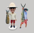Customized fishing master bobbleheads, fishing version bobbleheads, special customized New Year gift bobbleheads