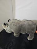 WILD REPUBLIC Plush Gray And Black Soft Rhino Rhinoceros Stuffed Animal Toy 1123