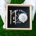 Personalized Golf Gift Box Set with Custom Golf Ball, Engraved Tees, Acrylic Lid Wooden Box, Gift for Golf Lover, Groomsmen Gift for Him
