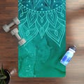Green Mandala Rubber Yoga Mat Eco-Friendly Exercise Mat for Home Workouts Fitness Pilates Meditation Non-Slip Gym Mat Sustainable
