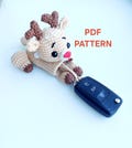 Reindeer crochet key car cover.Key case crochet pattern