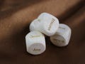Set Of 4 Personalised Wood Handmade Engraved Decision Dice 20mm