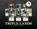 Retro Frame Triome Lands - Complete Set, Custom Cards, MTG Proxy Altered Art (63mmx88mm)