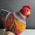 Hand knitted amigurumi, Emotional Support Chicken red/white/blue
