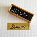 Vintage 1970s Retro Wooden Domino Set Made in GDR, Complete Box of 28 Dominoes