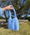Crochet Bag Blue: handmade gift, present for children, handcrafted, girl, kids, trendy, fancy, small, little, baby, holiday, box, soft, cute