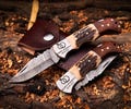 Handcrafted Damascus Pocket Knife Stag Horn Handle Birthday Gift Folding Knife Groomsmen Gift Anniversary Wedding Personalized Gift for him
